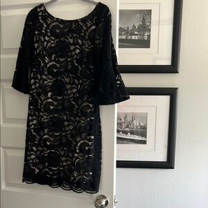 Vince Camuto Black Floral Lace Dress